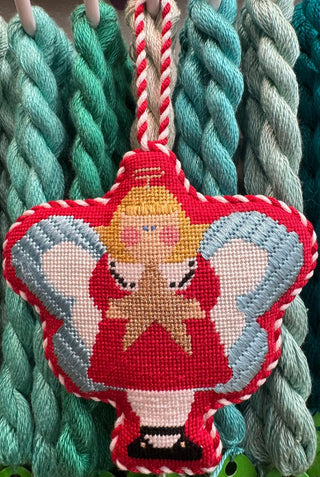 Finished needlepoint angel ornament