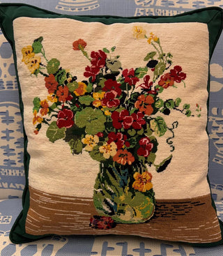 Needlepoint floral finished as a pillow