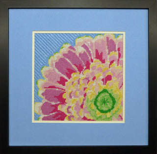 Framed needlepoint dahlia