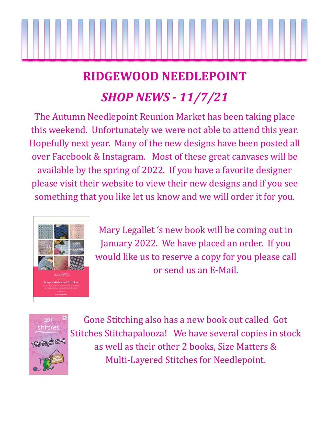 Shop News 11-7-21