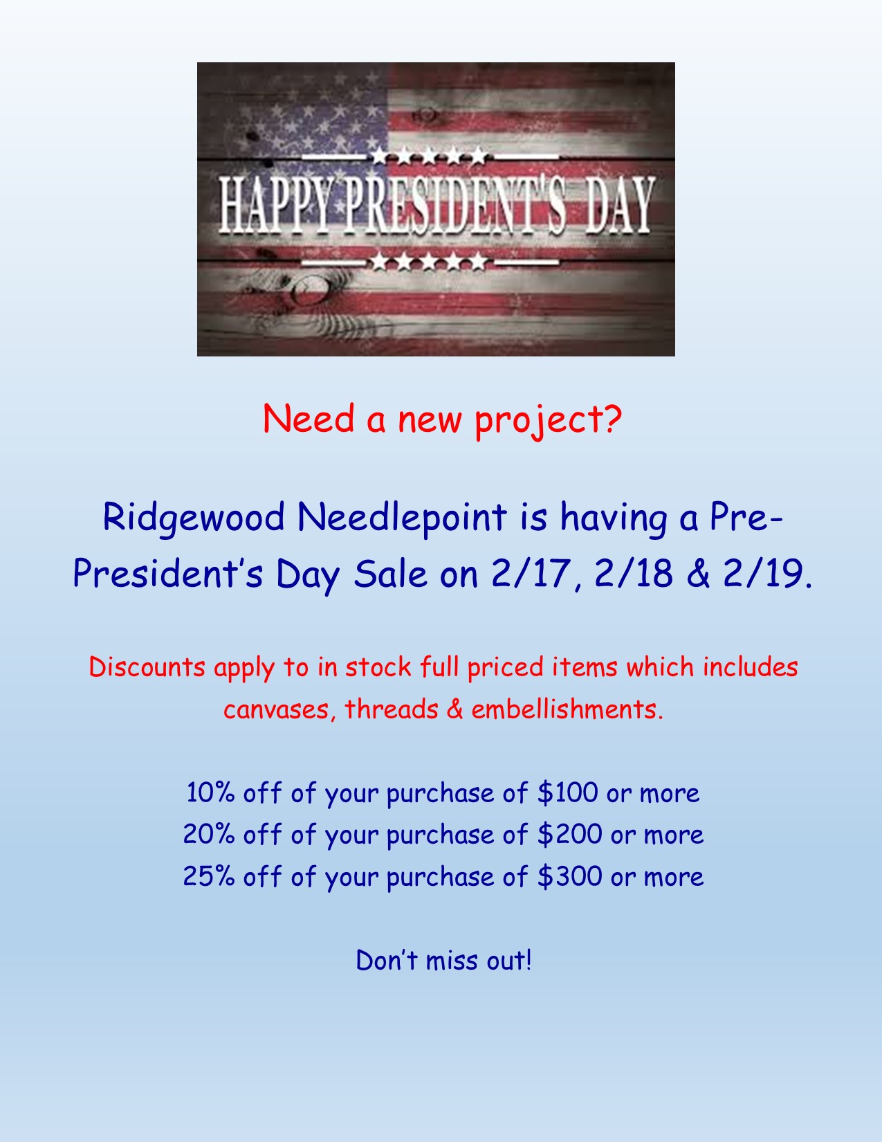 President’s Day Sale 2-13-22