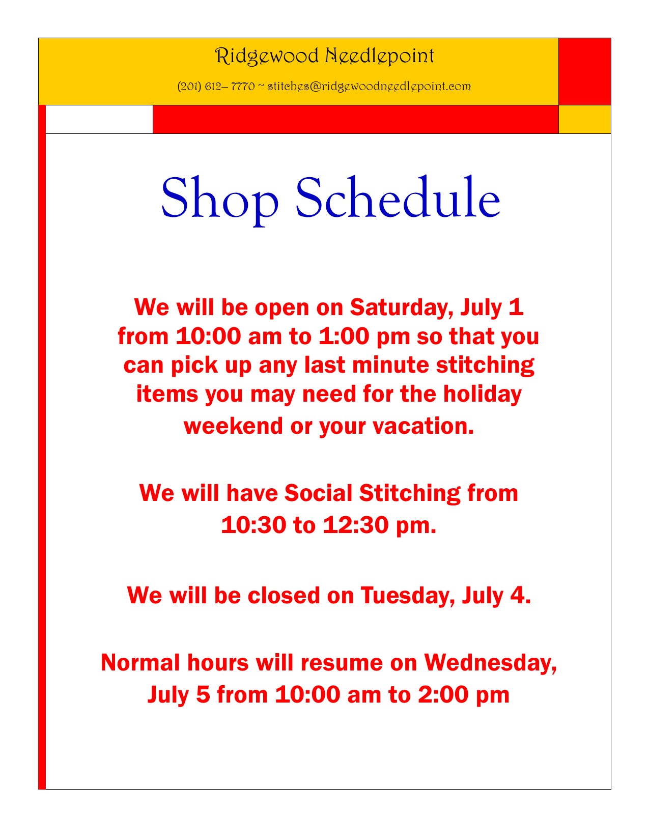 6-29-23 Shop Hours